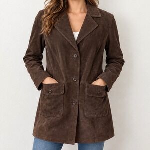 Style & Co. Woman Brown Suede Leather Blazer Jacket Size 18W WPL 8046
